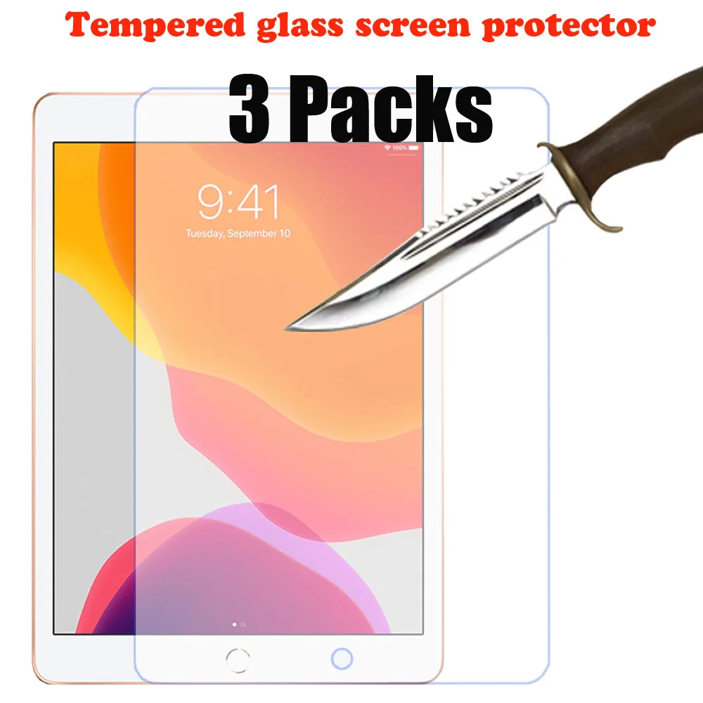 

3 Packs for iPad 10.2 2019 7th generation tempered glass screen protector protective screen film