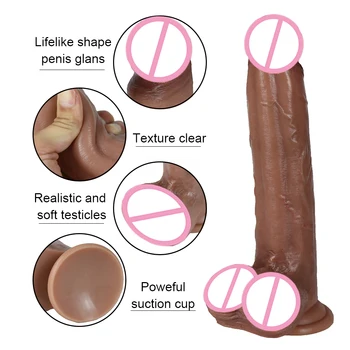 8.26 Inch XXL Realistic Dildo With Powerful Suction Cup Realistic Penis Sex Toy Flexible G-spot Dildo Soft Curved Shaft And Ball 3