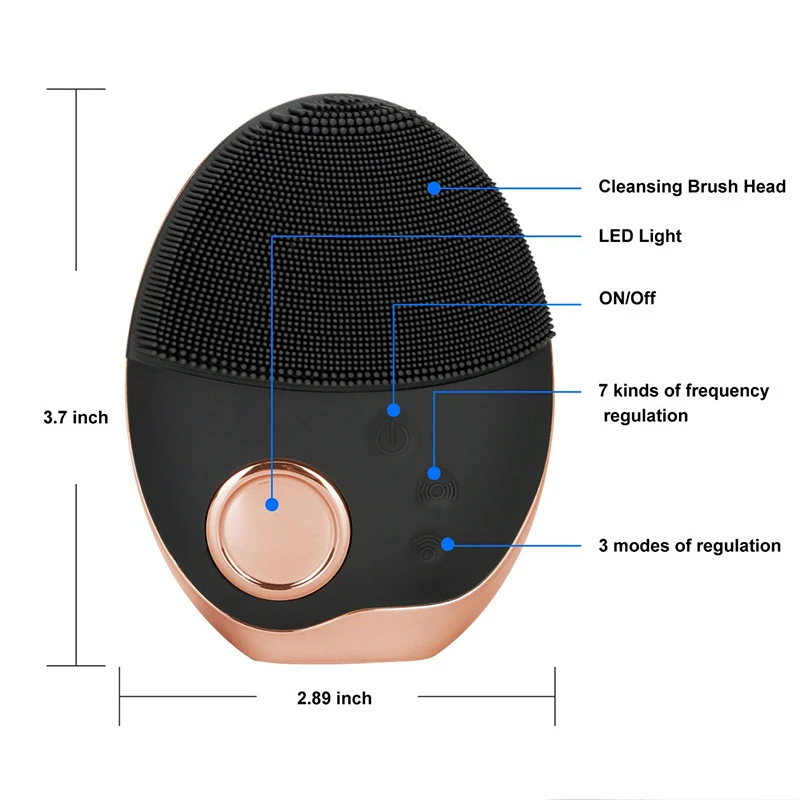 Очищающая щетка для лица USB/Беспроводная зарядка ультразвуковая Очищающая Мягкая силиконовая кисть светодиодный светильник Очищающая щетка для лица