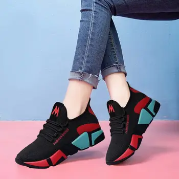 

New Stylish Woman Running Shoes Increasing High Heel Sneakers Women Height Platform Breathable Sports Walking Girls