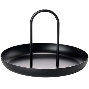 

With Handle Cafe Storage Tray Easy Clean Sundries Organizer Aluminum Alloy Home Decor Modern Simple Single Layer Dessert Fruit