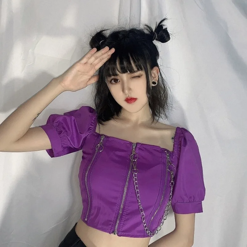 Женская Корейская Сексуальная облегающая блузка на молнии для ночного клуба