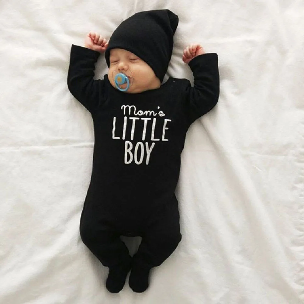 Pudcoco/Новинка года; Модный комбинезон для новорожденных мальчиков; комбинезон с длинными рукавами; Одежда для маленьких мальчиков; черная одежда