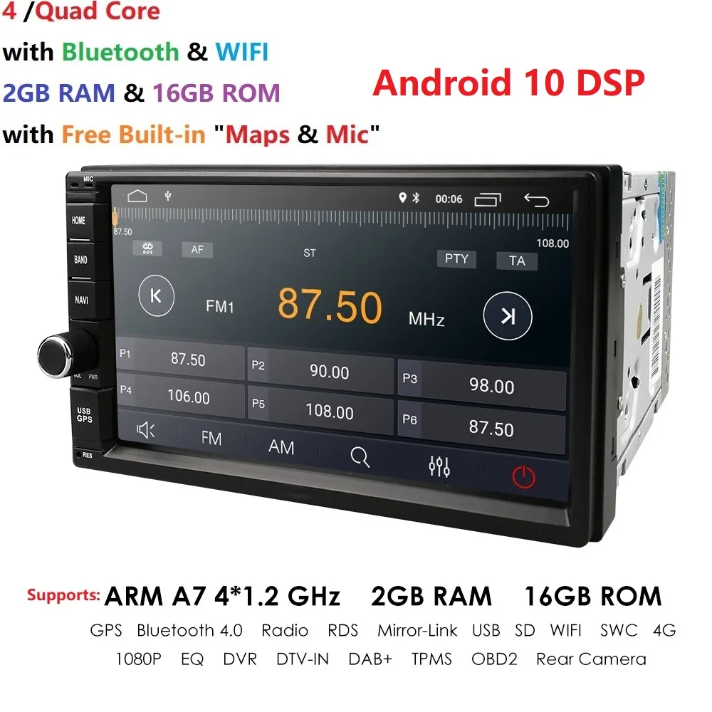 Double 2 DIN Android 8.1 Quad Core Car PC GPS Navigation Radio Stereo for TOYOTA