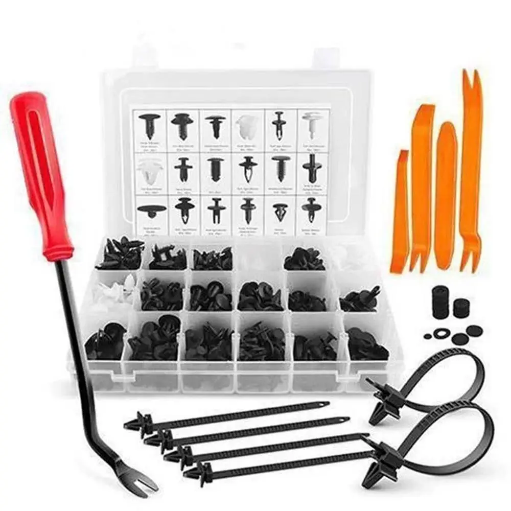 

415Pcs buckle+ Screwdriver + Rocker 4 Piece Set +20 Sound Insulation Cotton +8 Cable Ties Car Door Lining Decoration Tools