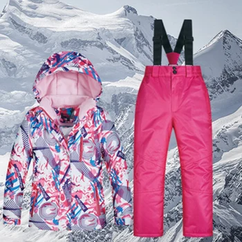 

MUTUSNOW Kids Ski Suit Waterproof Warm Snow Jacket and Pants Thicken Winter Ski Snowsuit for Girls Skiing Snowboarding Outdoors
