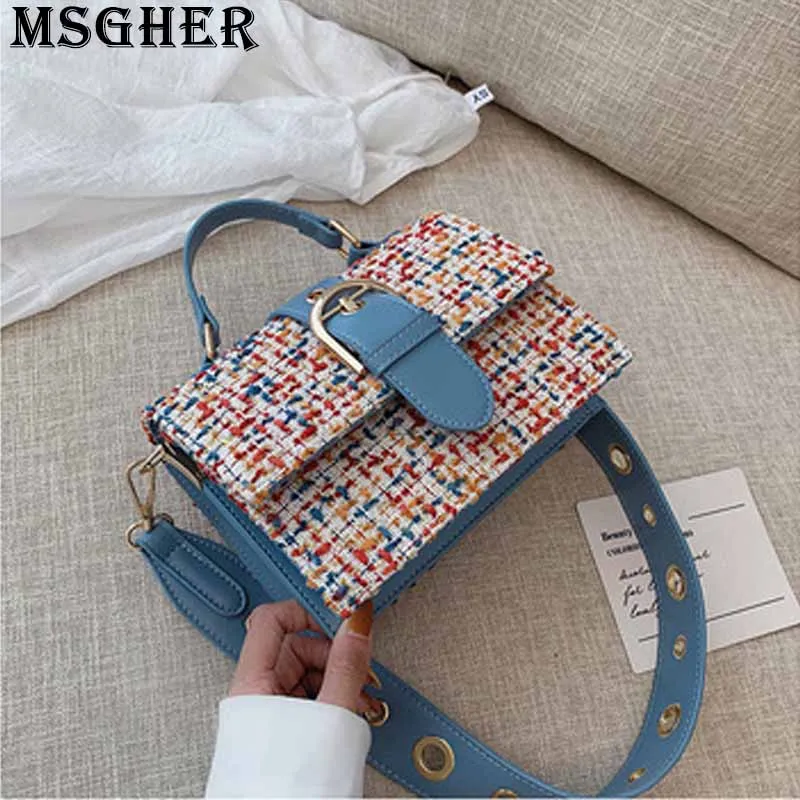 

MSGHER Sticky Knitting Flap Women Bag Panelled Wild Confortable Hollow Out Shoulder Summer Variegation String Lady Bag WB2720