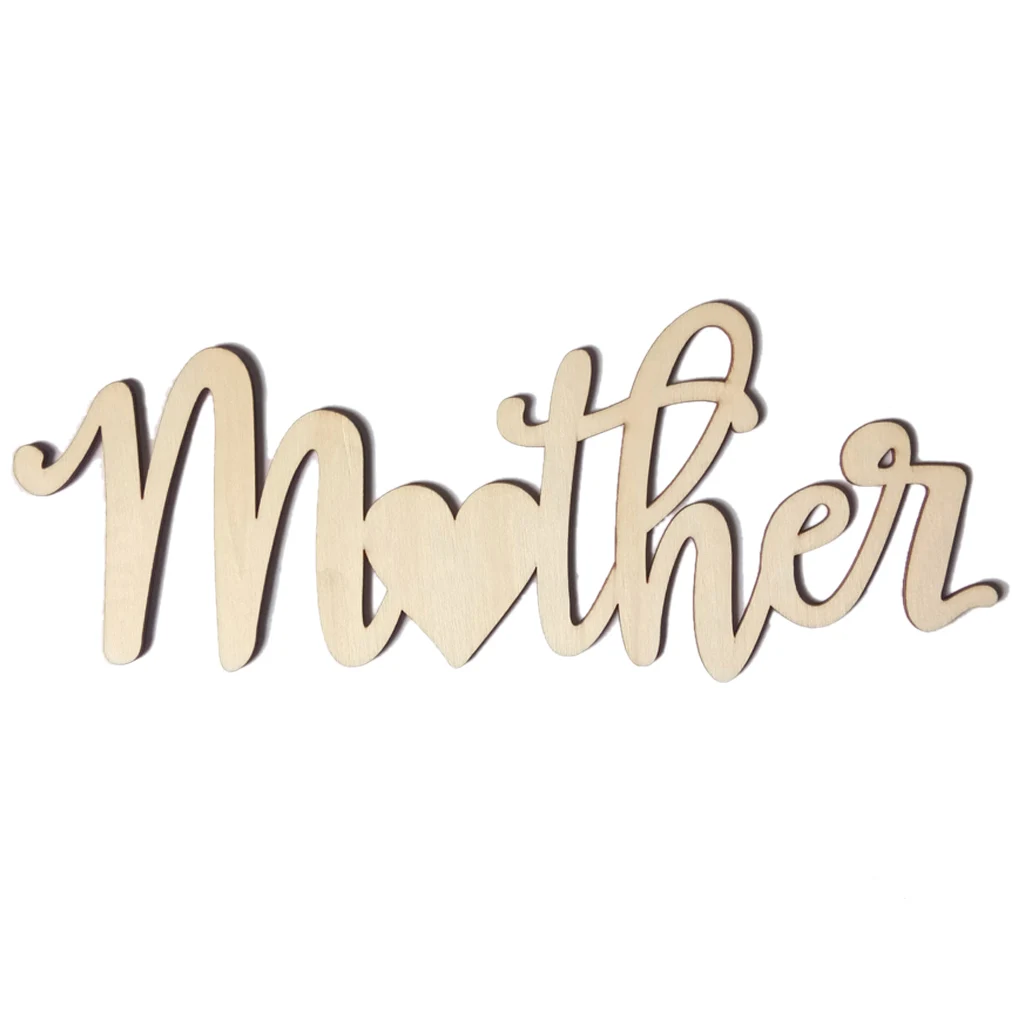 

2020 New Wooden Mother Heart Laser Cut Letters Words Wood Sign Mother's Day Mom Gift Home Decoration DIY