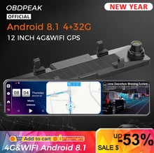 Android 8,1 4G + 32G 4G 12 Inch Auto Rückspiegel Stream Media GPS Navi Dash Cam dual 1080P Kamera Auto Dvr ADAS Super Nacht