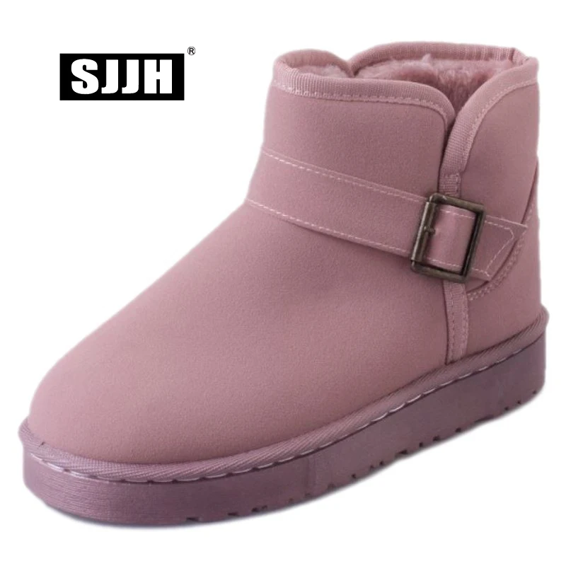 

SJJH Women Ankle Snow Boots with Round Toe Flat with Slip-on Short Plush Casual Boot Winter Casual Fashion Shoes for Girls A1370