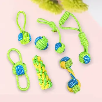 

LBLA Pet Supply Dog Toys Dogs Chew Teeth Clean Outdoor Traning Fun Playing Green Rope Ball Toy For Large Small Dog Cat