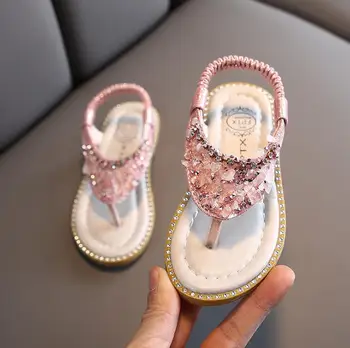 

Flowers Children Toddler Baby Little Girls Kids Sequins Bowknot Dress Shoes For Girls School Gold Party And Wedding Sandals