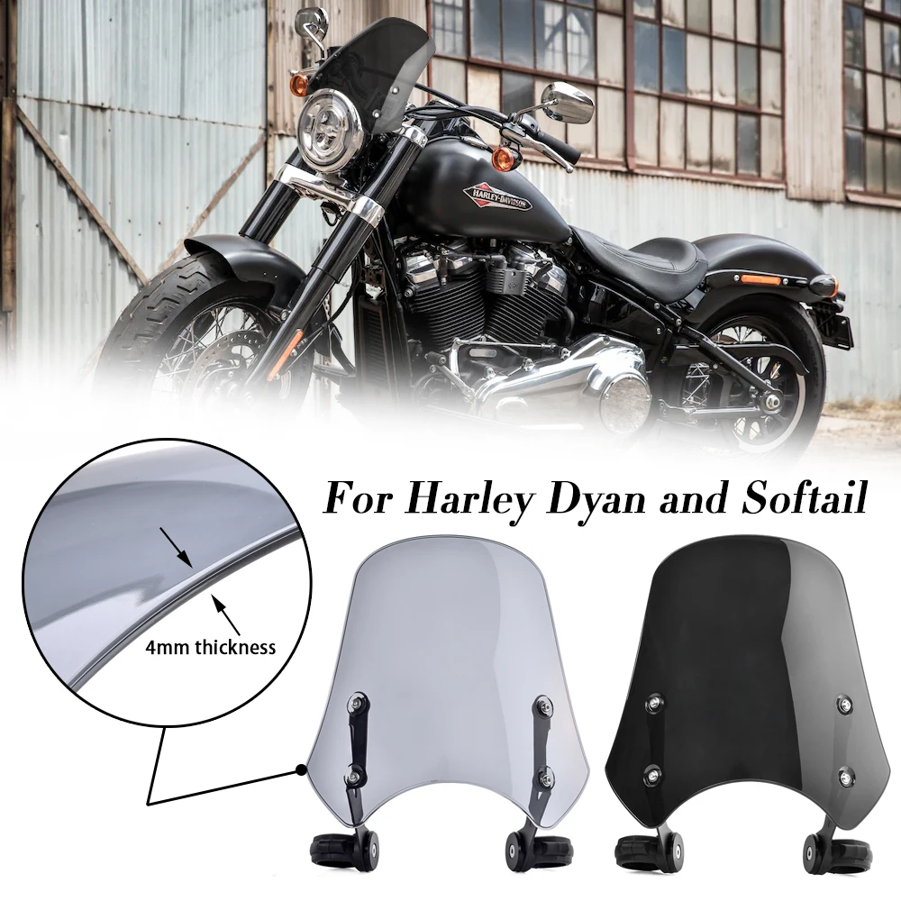 

Motorcycle Windshield Wind Deflector Windscreen for Harley Dyna Softail Fat Bob FXDF Wide Glide FXDWG FXDB Street Bob 2006-2019