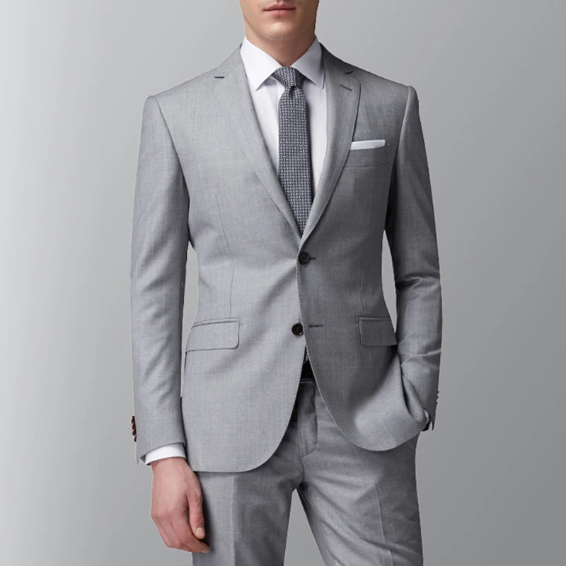 

Светильник серые деловые мужские костюмы Slim Fit 2 шт. мужской торжественное платье Лыжная куртка брюки для девочек для свадьбы, Блейзер, костюм, смокинг для жениха ужин вечерние костюм