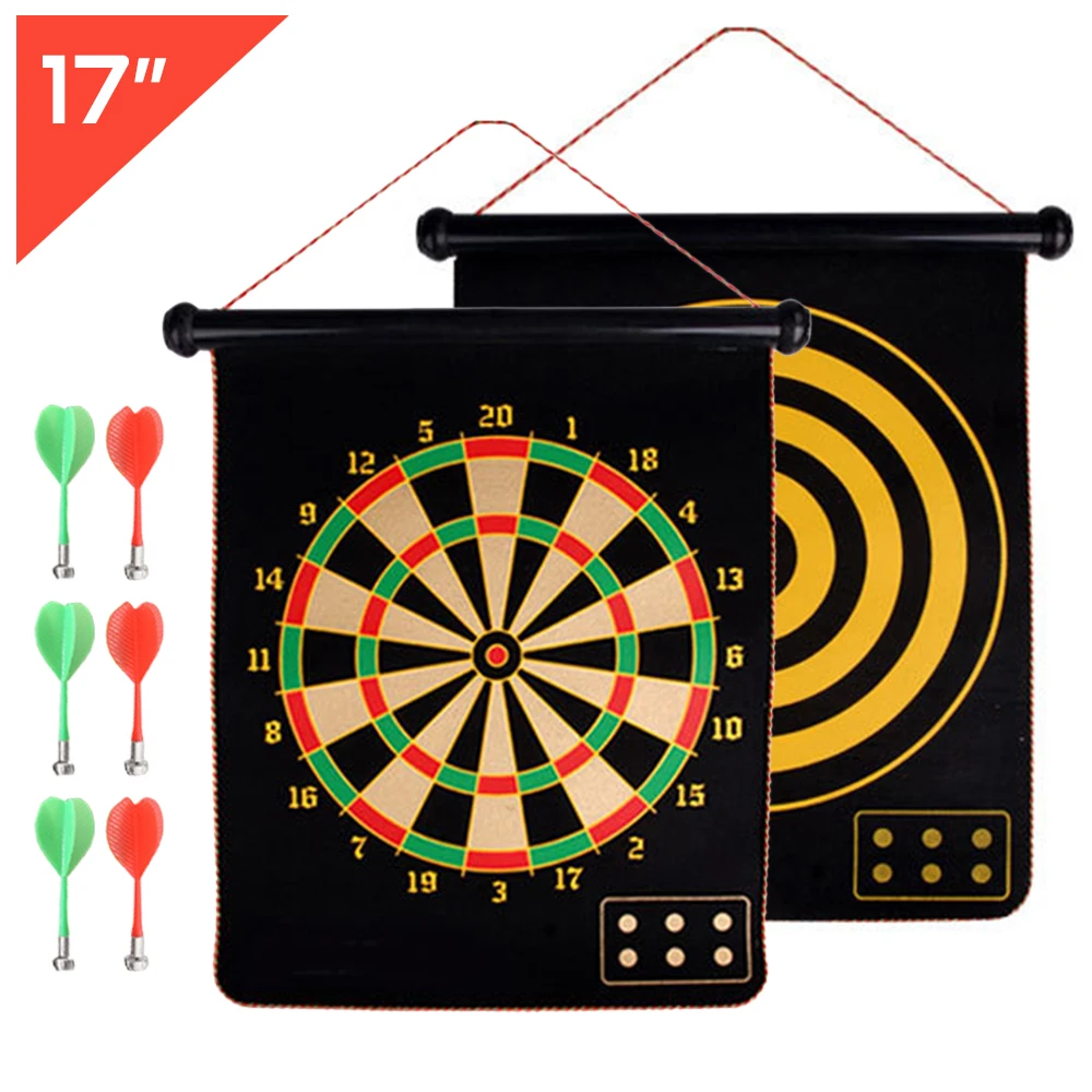17 INCH DART BOARD FOR ADULTS KIDS DOUBLE SIDED GAME FUN GIFT XMAS FULL SIZE NEW 