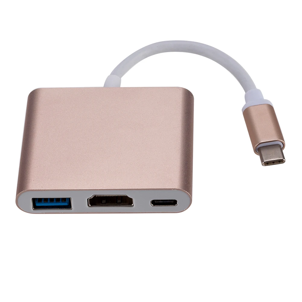 Venta 3 en 1 USB C Hub de USB 3,0 adaptador multipuerto de USB 3,1 tipo C macho a HDMI adaptador compatible para oficina cuidado computadora suministros jYQOMROJama