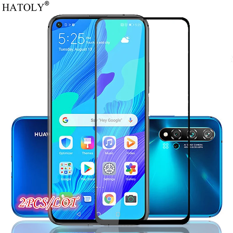2Pcs Di Vetro Nova 5T In Vetro Temperato Per Huawei Nova 5T Della Protezione Dello Schermo Pieno Colla Copertura Del Telefono Di Protezione Vetro Per 