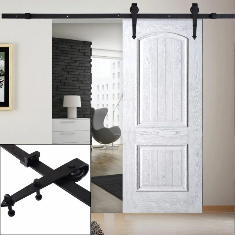 

2x Sliding Barn Wood Door Hardware Steel Slide Closet Rail Track Set Kit Home