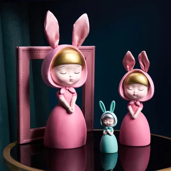 

Nordic Ins Luxury Cute Modern Girl Resin Figurines Decoration Home Furnishing Room Table Statues Office Girl Crafts Wedding Gift
