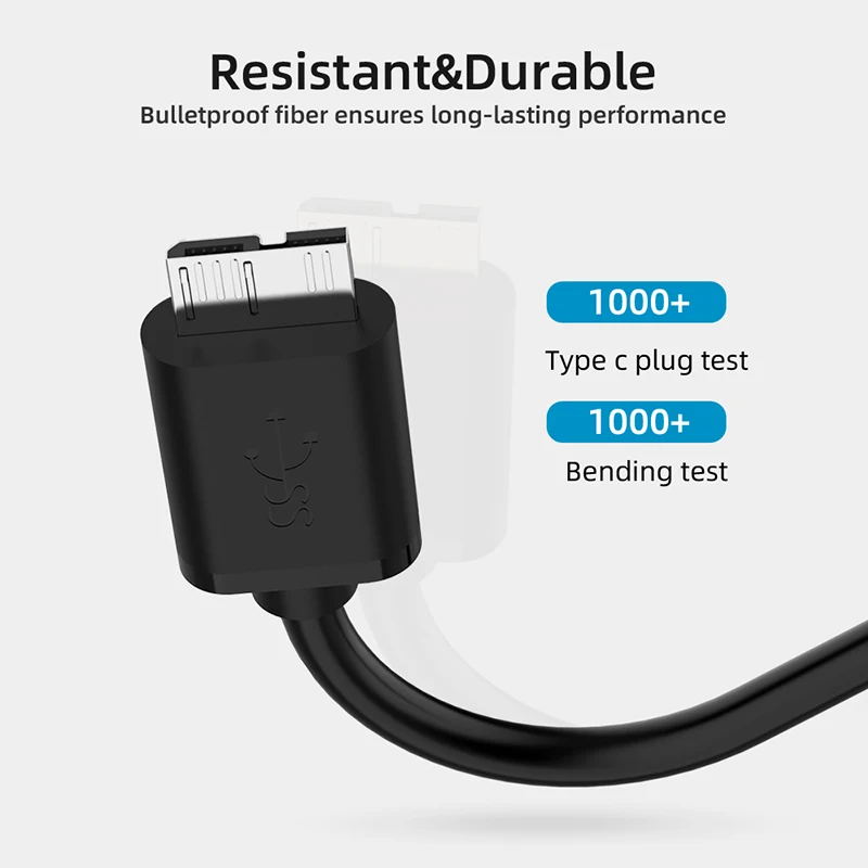 0,5 m/1 m type-C-USB-B кабель Micro USB разъем «Папа-папа» для зарядки USB3.0 кабель для передачи данных для компьютера, жесткого диска, смартфона