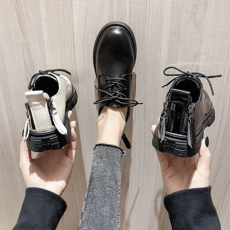 

British Style Winter Shoes Women Female Footwear Oxfords Women's All-Match Modis Autumn Round Toe Casual Sneaker Preppy Dress