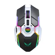 Gaming Armor Style Black Silver Color Wireless Mouse Wireless Mouse Rechargeable RGB Lighting Laptop Computer Mice