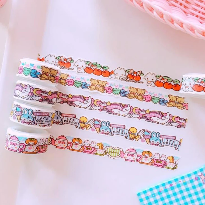 

1 Pcs Cute Unicorn Rabbit Cat Cherry Decorative Masking Washi Tapes Korean Stationery for Diary DIY Scrapbooking Label Sticker