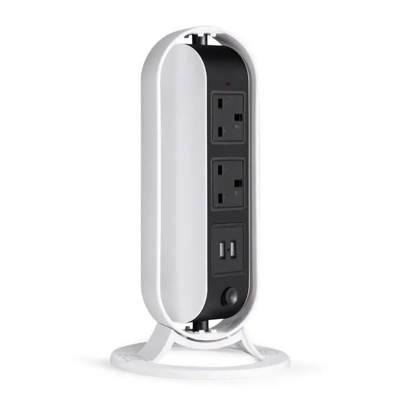 

Power Strip Surge Protector Multiple USB Vertical Extension Socket 2 USB Ports Home Office Detachable Tower Power Socket EU Plug