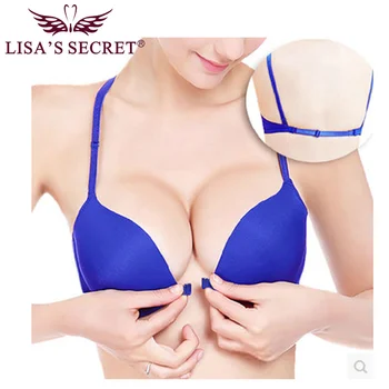 

Solid T Shirt Bra Racer Back For Women Sexy Push Up Brassieres Bras Front Closure Adjusted Underwear Lingeries Bralette