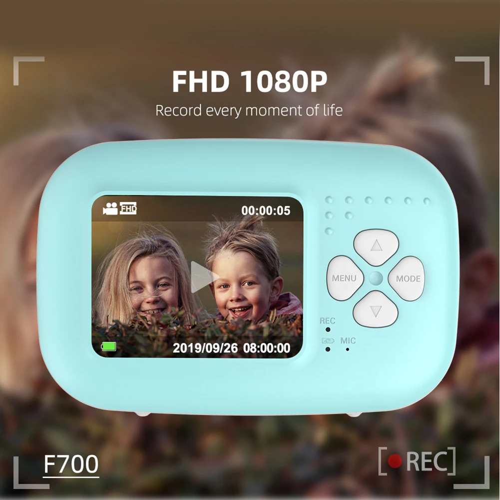 

F700 Cartoon Travel 1080P Instant Camera Portable Gift Birthday Shockproof Mini Toy Children Smart Rechargeable Digital Compact