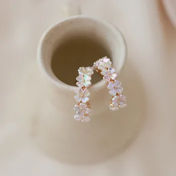 

Cute Shell Flower Hoop Earrings For Women Fashion Jewelry Korean Style Geometric Circle Earrings valentines day gift