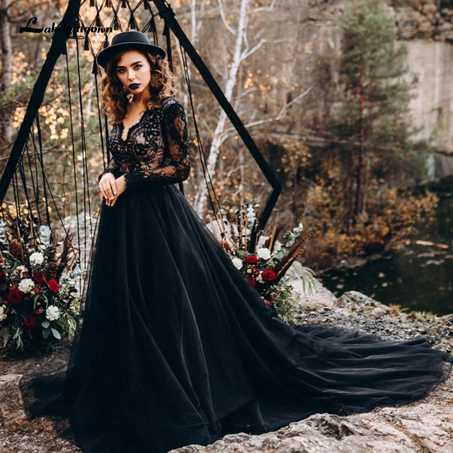 sexy black wedding dress