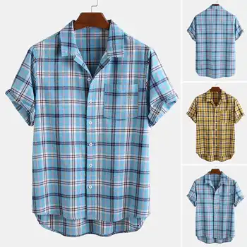 

Summer Men Plaid Hawaiian Shirt Cotton 2020 Short Sleeve Buttons Casual Lapel Breathable Vacation Shirts Camisa Streetwear M-3XL