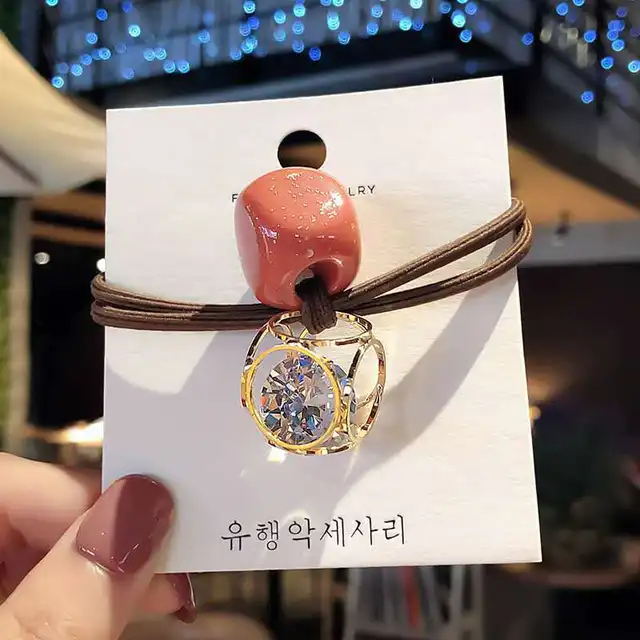 Sempli Pink Color Solid Elastic Hair Bands Love Dog Headband Women Animal Rubber Band Lady Letters Hair Accessories Scrunchie Orange