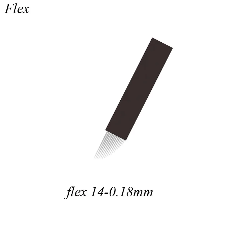 LÂMINAS FLEX TEBORI 14 PONTAS микроблейдинг иглы кривая Флекси 0 18 мм для бровей ручное