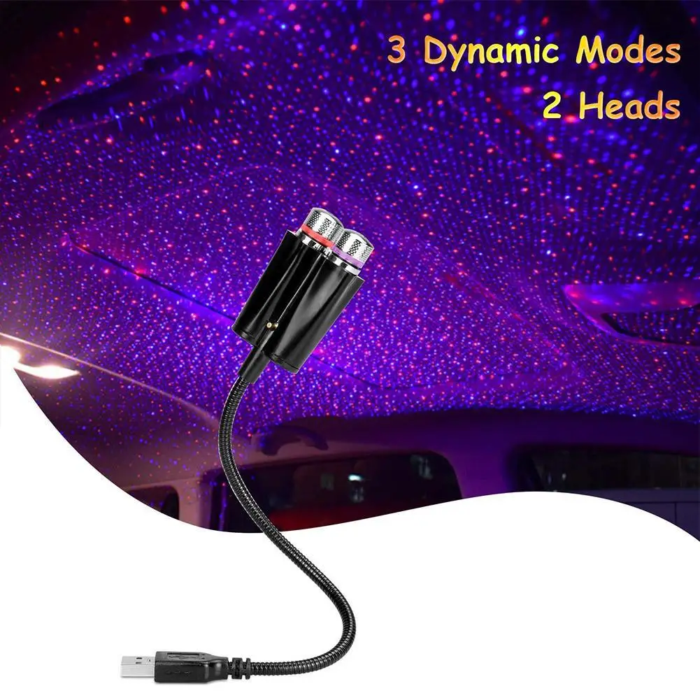 Sound Activated Multi-Pattern Starry Sky Projector USB LED Galaxy Lamp Car Decor 