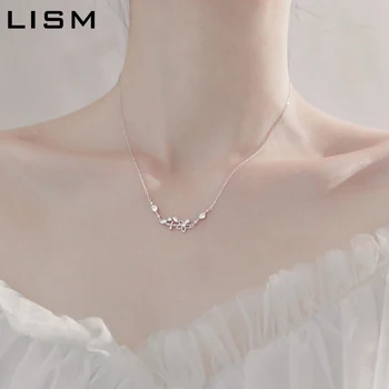

LISM 925 Sterling Silver Zirconia Women Necklaces & Pendant Statement Necklace for Women Clavicle Chain Choker Collier Femme