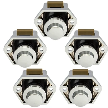 

5Pcs Camper Car Push Lock Push Button Latch Keyless Door Lock 20mm Chrome for RV Caravan Boat Drawer Latch Button Locks
