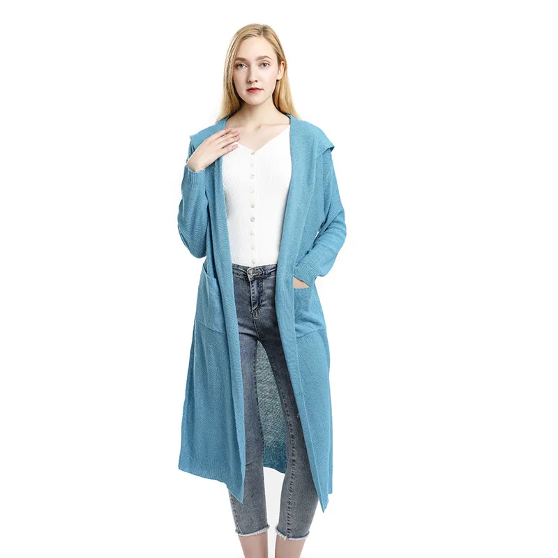 Women Knitted Hooded Cardigan Sweater Women Winter Hooded Thick Knit Cardigan Korean Chic Long Cardigan Oversize Coat Sweater