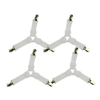 

4 Pcs / Set Three-Head Clamp Clip Holder Sets Sheet Strips Adjustable Length Triangles Sheet Mattress Clip Bed Sheet Fasteners