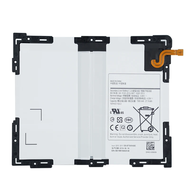 

Original Replacement Tablet Battery EB-BT595ABE For Samsung Galaxy Tab A2 10.5 SM-T590 T595 Tablet Battery 7300mAh