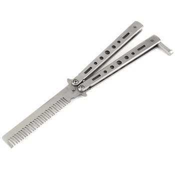 

Pro Salon Stainless Steel Folding Practice Training Butterfly Style Comb Tool