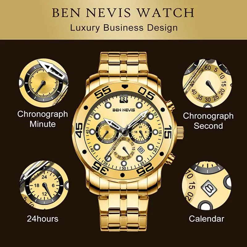 2020 Top Brand Mens Watches Luxury Quartz Movement Luxury Business Gold Watch Military Sport Waterproof Wrist Watch QW013