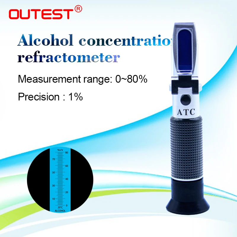 Alcohol Refractometer 080 Alcoholometer V/v Atc Handheld Tool Hydrometer Rz122 Refraktometer