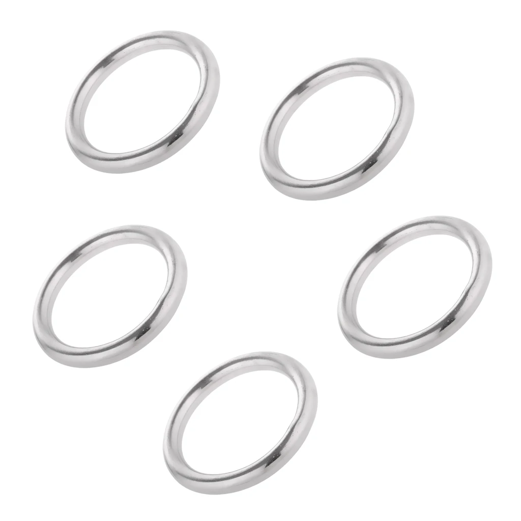 5-set Polished Welded 304 Stainless Boat Round O Rings Clips 15/20/25/30/35mm