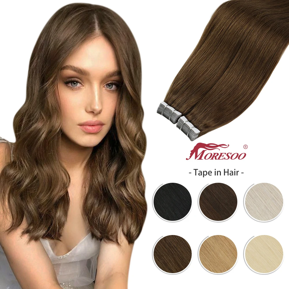 Human-Hair-Machine Glue Hair-Extensions Adhesive Skin-Weft-12-24inch Tape-In Brazilian-Hair