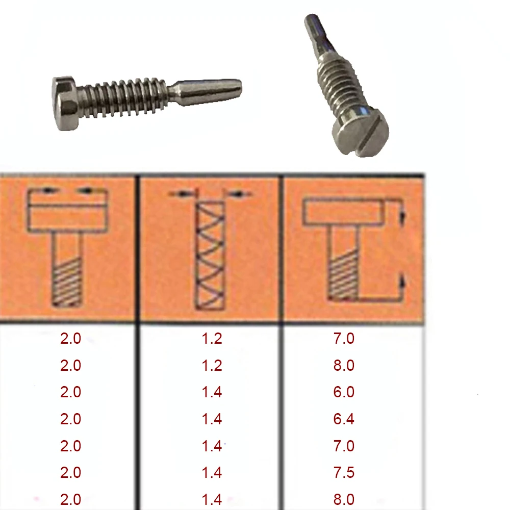 

500pcs size 2.0x1.2x7mm-8mm 2.0x1.2x6.0mm-8.0mm Eyewear glasses Optical Eyeglasses screw accessories Self aligning screws