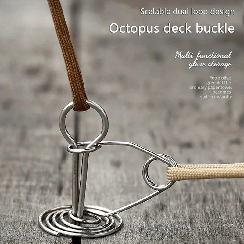 5/10Pcs Adjustable Plank Spiral Shaped Spring Octopus Deck Peg With Carabiner Hook Wind Rope Buckles Tent Stakes Hook Board Peg