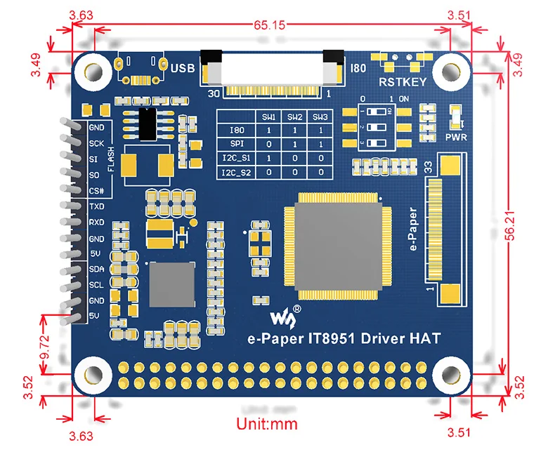 e-Paper-IT8951-Driver-HAT-size