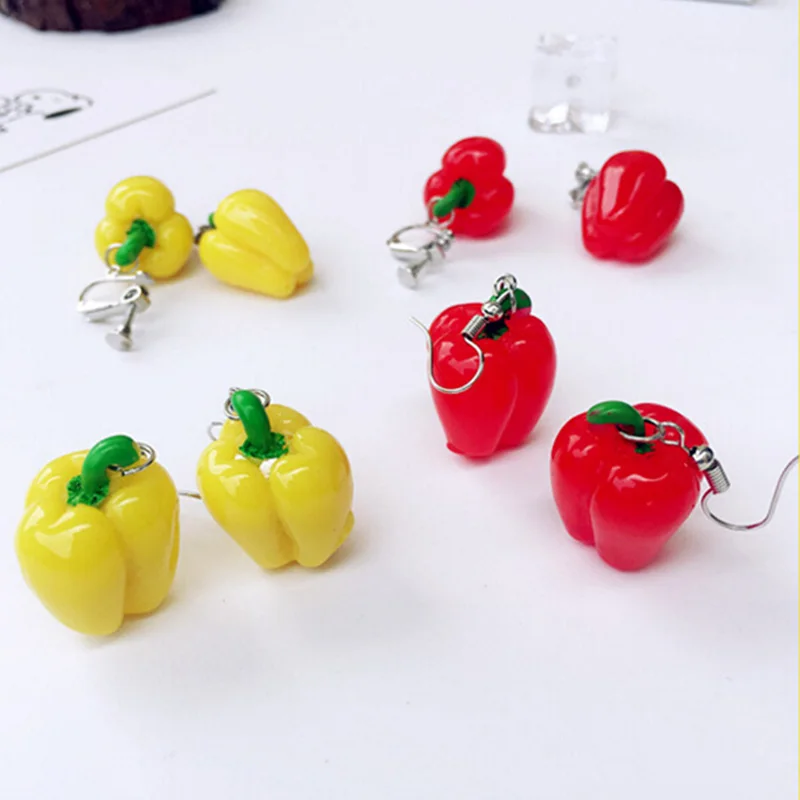 Женские серьги-капельки из смолы с красным перцем ювелирные изделия в форме